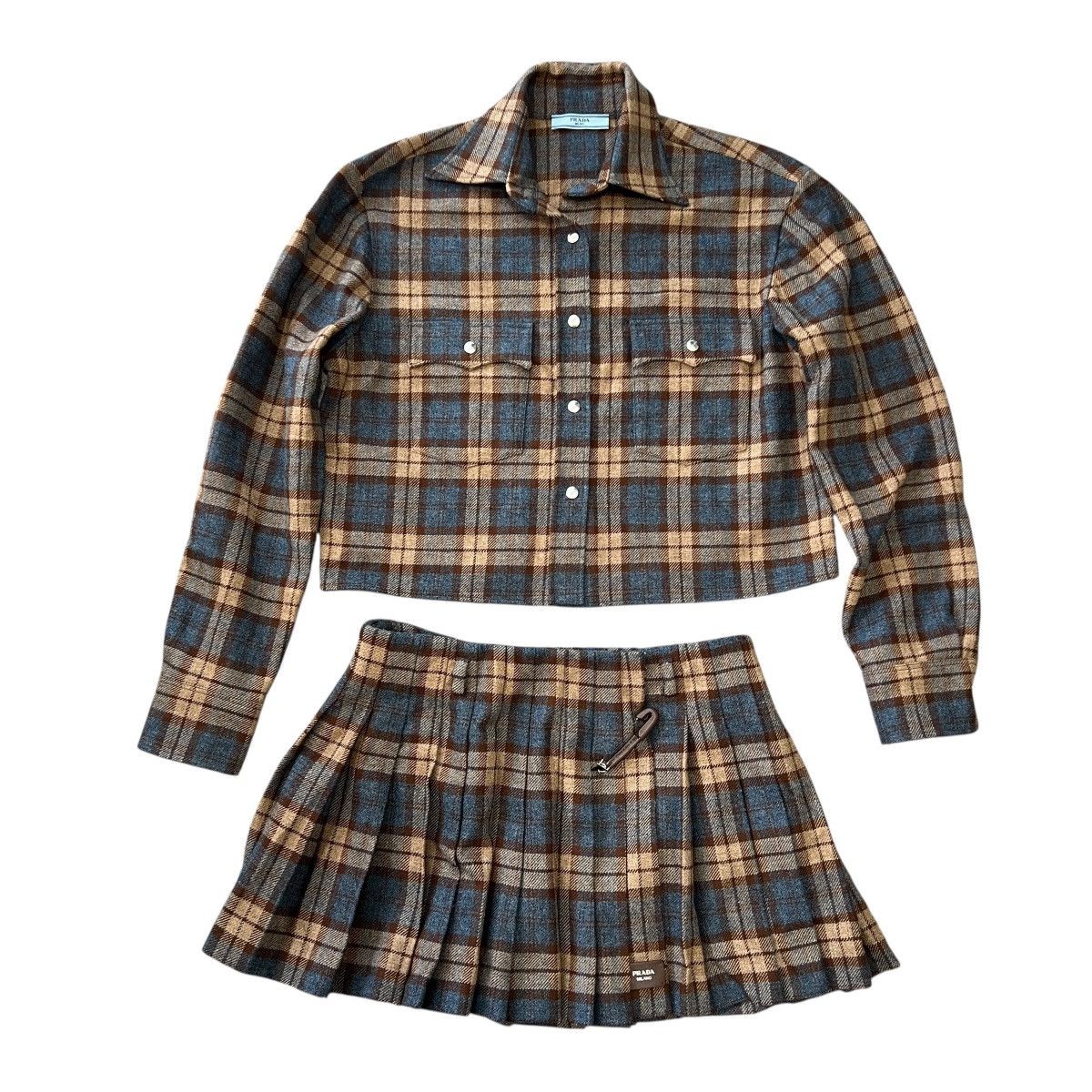 Prada PRADA RAF SIMONS 2024AW Check Wool Twill Shirt & Skirt Setup Size S / US 4 / IT 40 - 1 Thumbnail