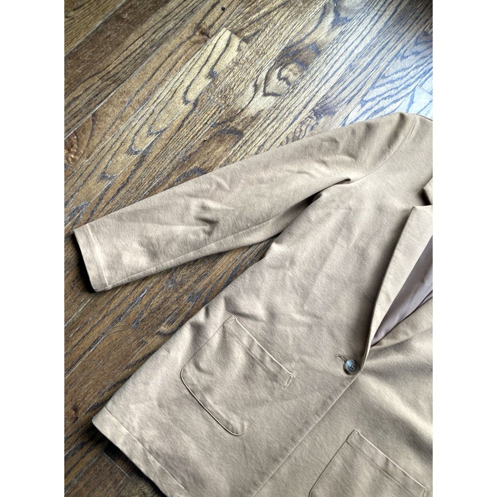 Vintage Garnet Hill Blazer Womens Size 8 Tan Beige Knit Relaxed Button Classic Preppy Academia Sports Coat Autumn Winter Spring Fall Womens Size M / US 6-8 / IT 42-44 - 2 Thumbnail