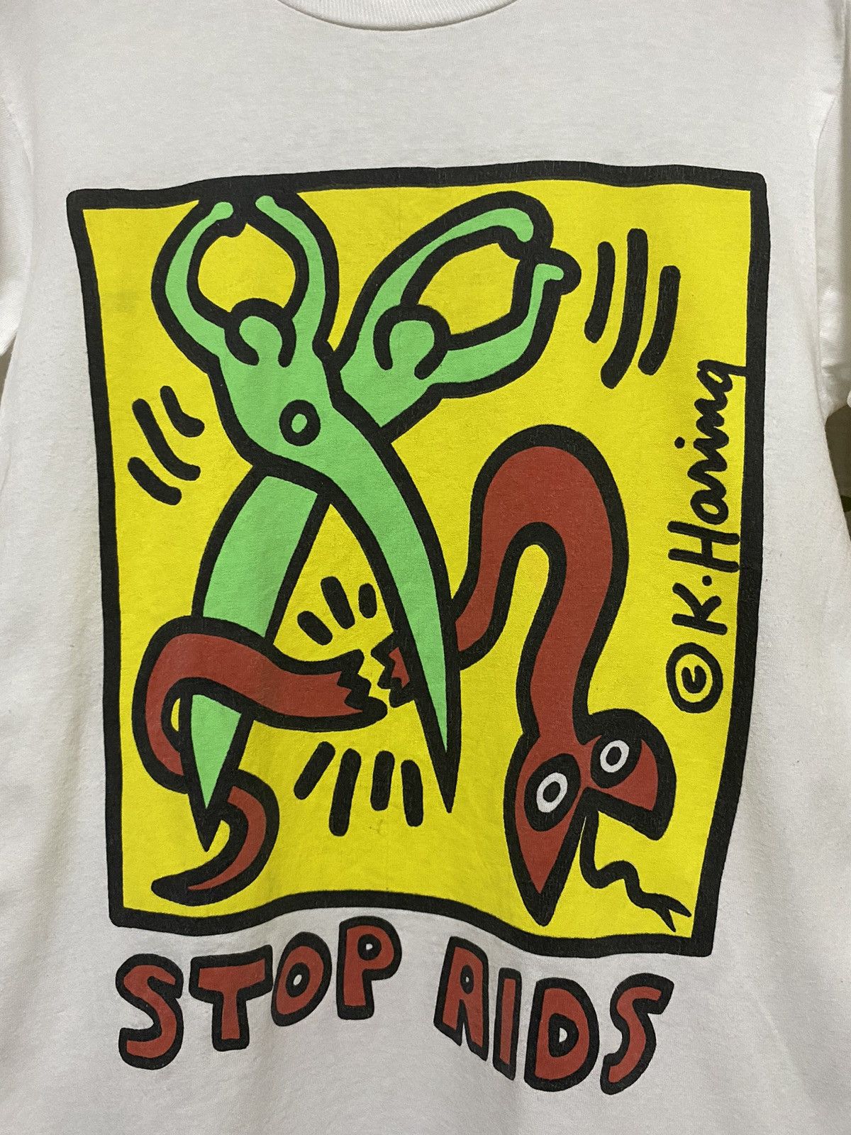Vintage VINTAGE KEITH HARING STOP AIDS SHIRT 1989 Size US M / EU 48-50 / 2 - 2 Thumbnail