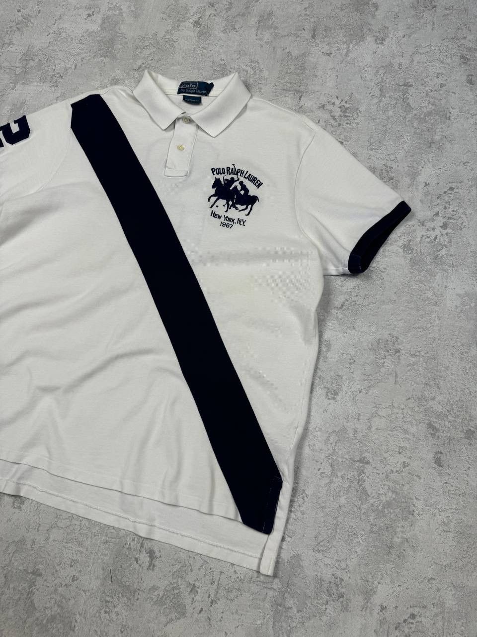 Polo Ralph Lauren Vintage Polo Ralph Lauren Number 2 Polo Stripe White Navy Size US XL / EU 56 / 4 - 3 Thumbnail
