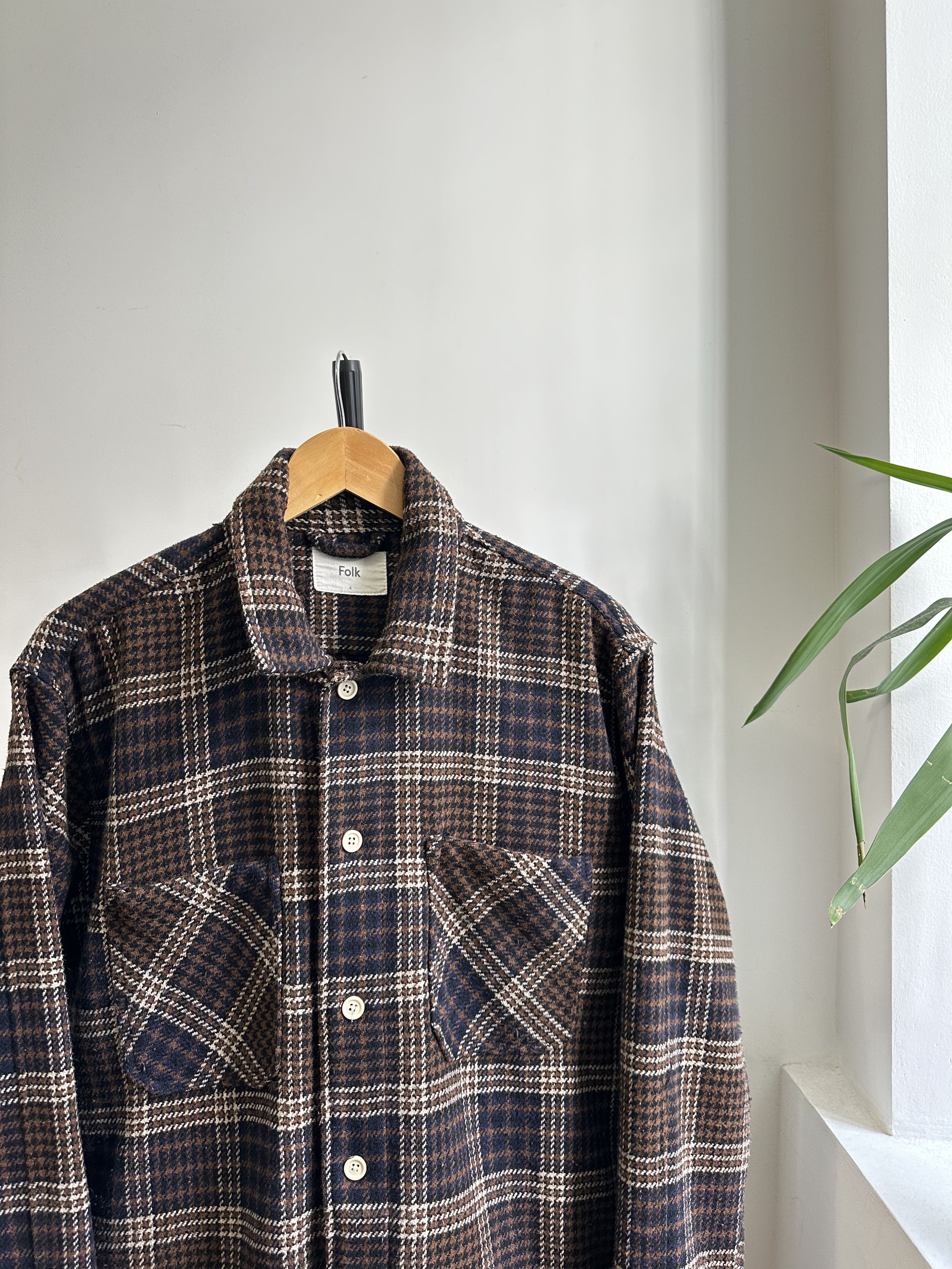 Folk Folk Brown Checkered Heavy Over Coat Men's Size US M / EU 48-50 / 2 - 1 Thumbnail