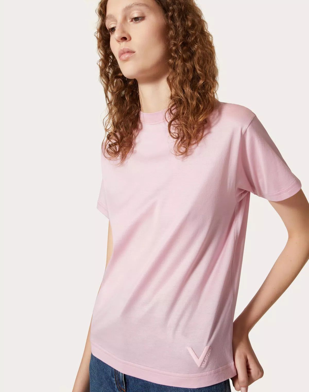 Valentino o1s1wg111125 Jersey Cotton T-Shirt in Pink Size US XXS / EU 40 - 7 Thumbnail
