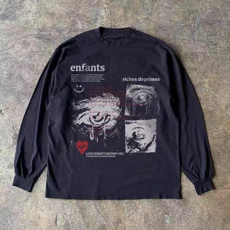 Vintage Black washed retro eye print long-sleeved t-shirt Size US M / EU 48-50 / 2 - 1 Thumbnail
