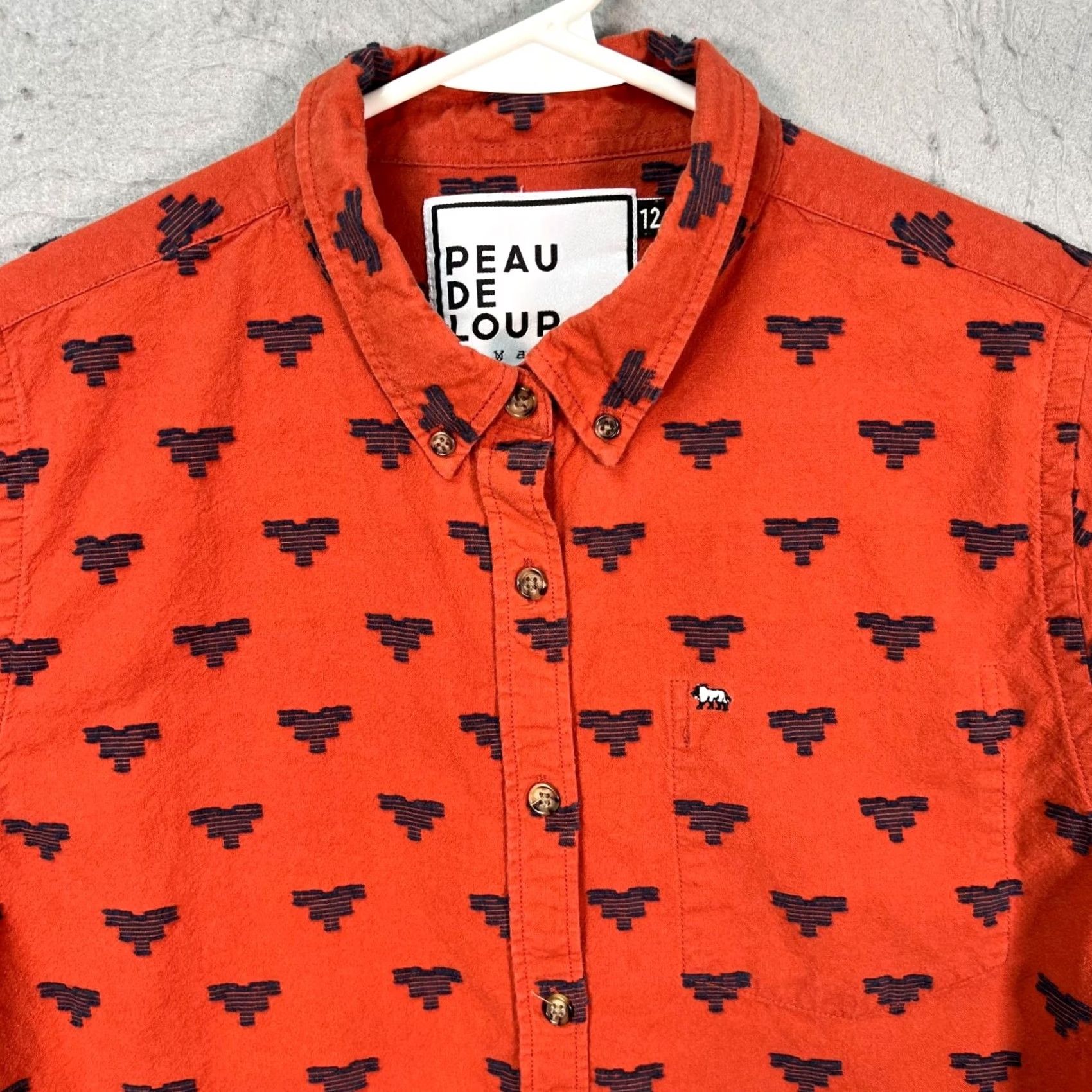 Vintage Peau De Loup Shirt Womens Size 12 Red Button-Up 100% Upcycled Cotton Size XL / US 12-14 / IT 48-50 - 4 Thumbnail