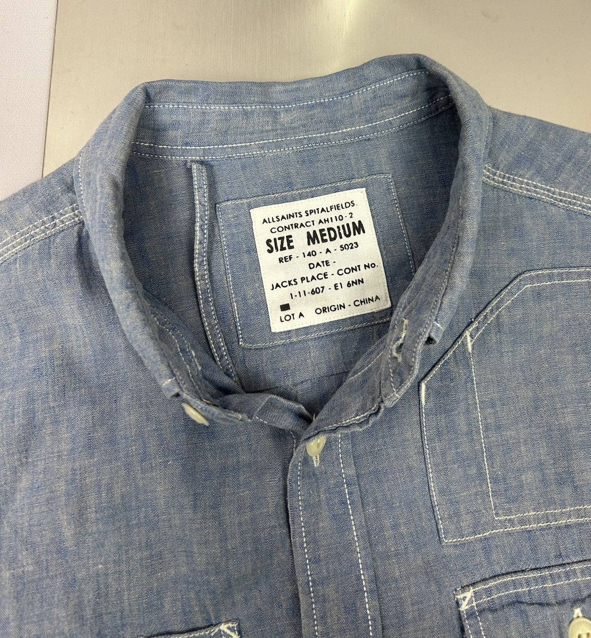 Allsaints Allsaints Kaufman Blue Linen Cotton Shirt Size M P2P 20'4" Size US M / EU 48-50 / 2 - 8 Thumbnail