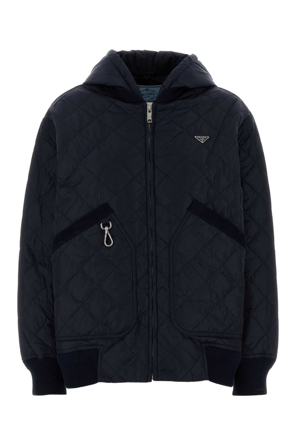 Prada Navy Blue Nylon Jacket Size S / US 4 / IT 40 - 1 Thumbnail