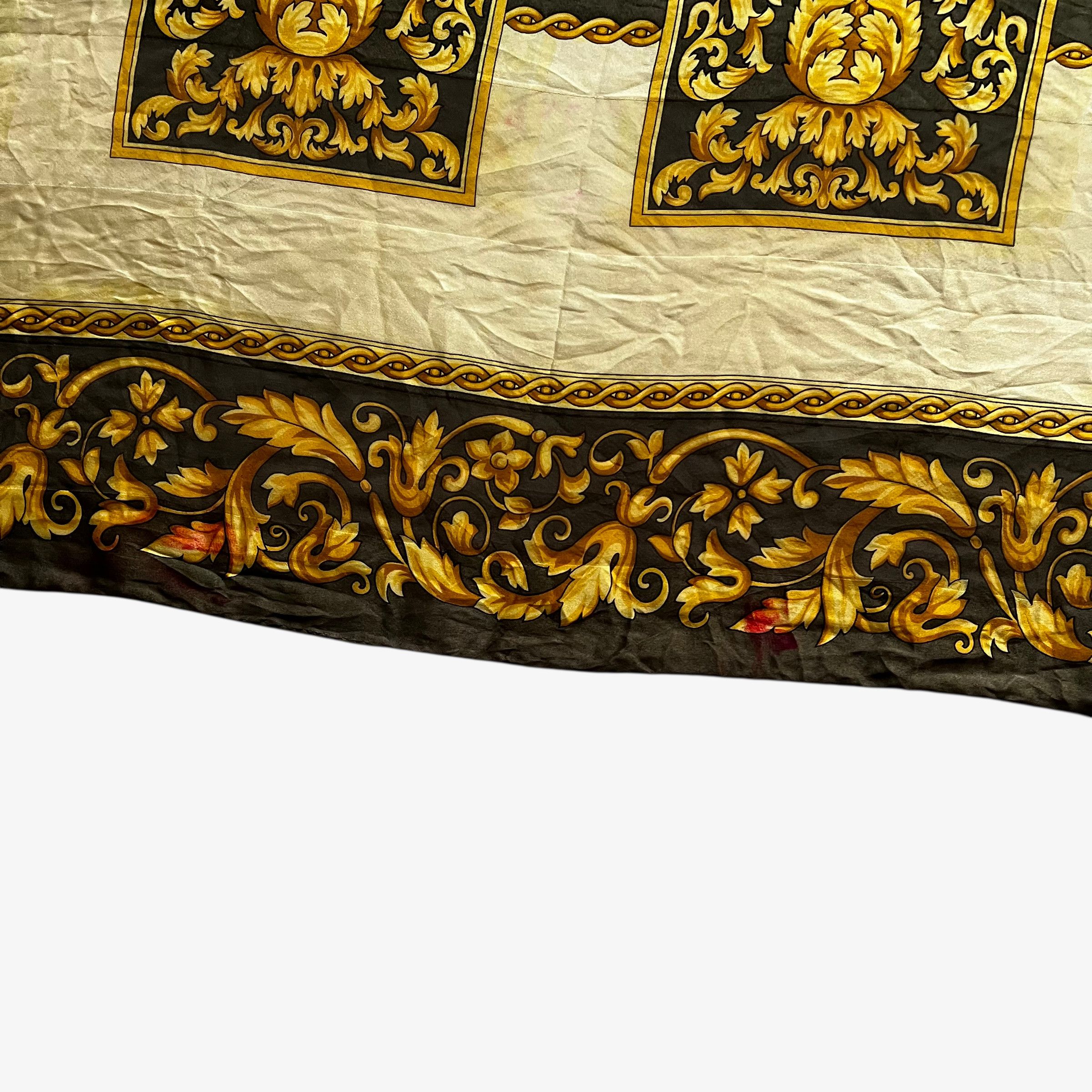 Balenciaga Vintage 90s Balenciaga Paris Checkered Baroque Silk Scarf Size ONE SIZE - 8 Thumbnail