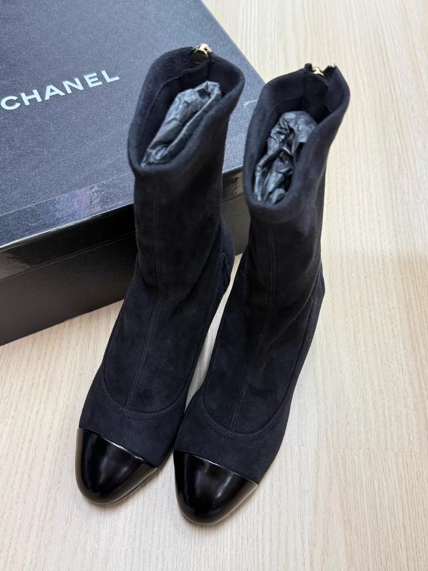 Chanel Chanel Black Heeled Ankle Boots 36 Unused Size US 6.5 / IT 36.5 - 1 Thumbnail