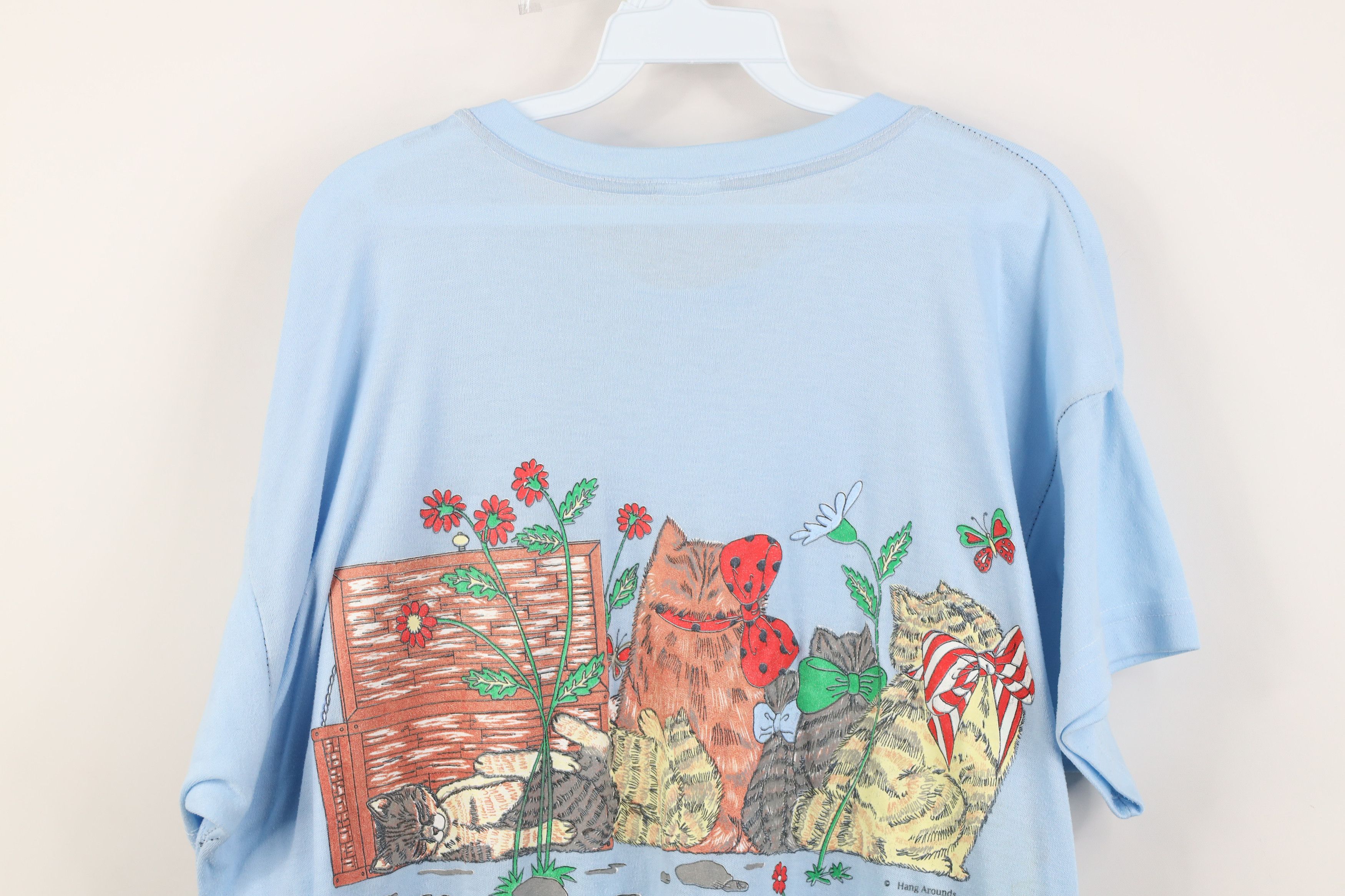 Vintage Vintage 90s Streetwear Cat Kitten Flower Night Sleep T-Shirt Size ONE SIZE - 14 Thumbnail