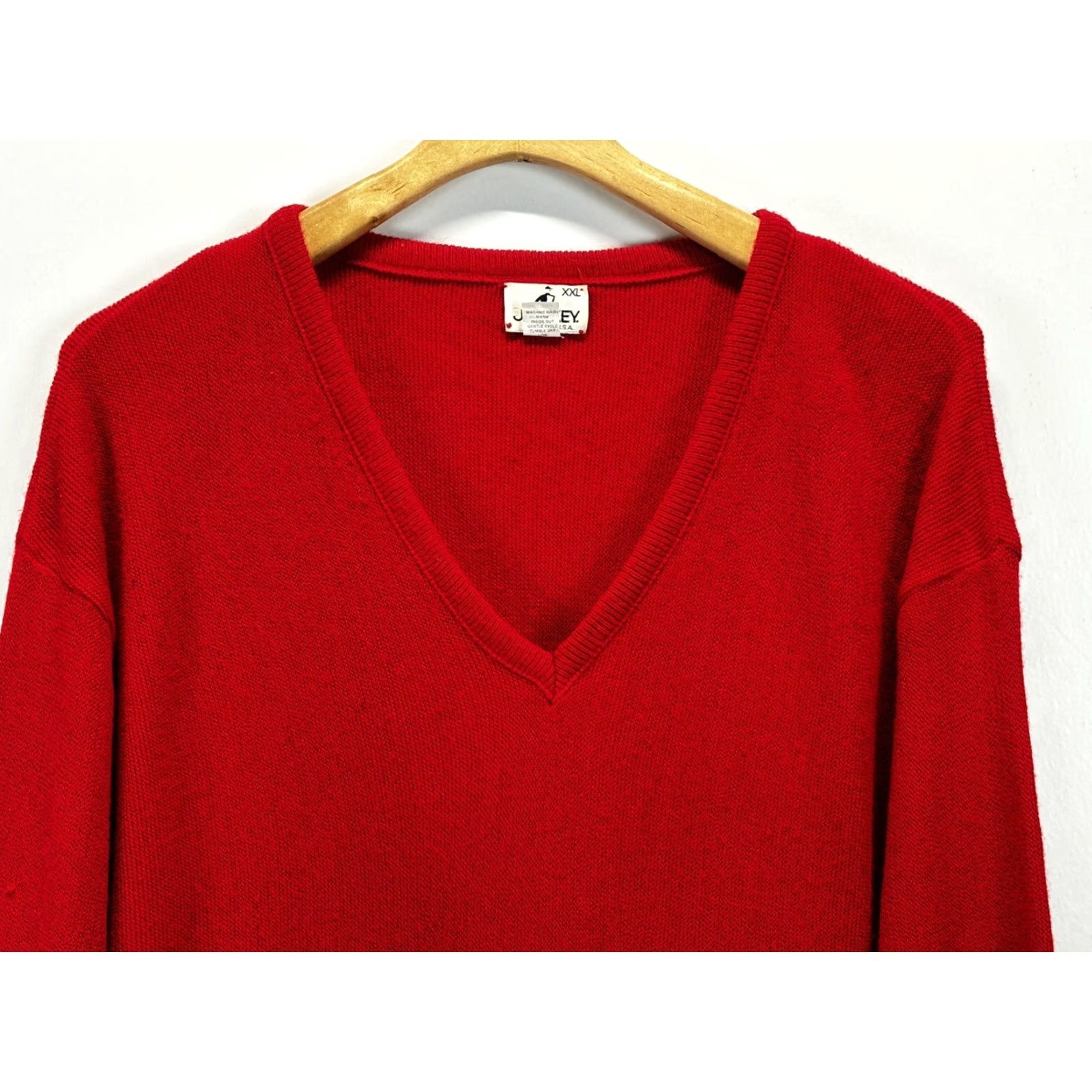 Jockey VINTAGE Jockey V-Neck Sweater 2XL Red Acrylic Knit USA Mens Size US XXL / EU 58 / 5 - 3 Thumbnail