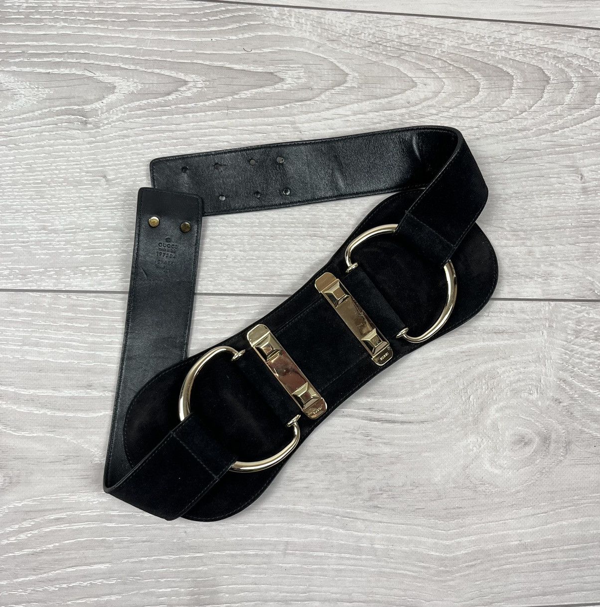Gucci Gucci Tom Ford Black Suede Big Buckle Waist Belt Size ONE SIZE - 1 Thumbnail