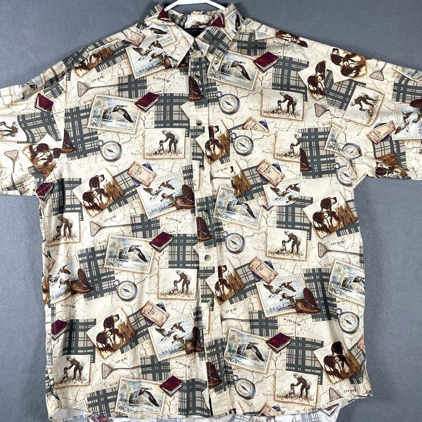 Nautica VINTAGE Nautica Shirt Men XL All Over Print Hunting Dog Duck Stamp Button Down LS Size US XL / EU 56 / 4 - 4 Thumbnail