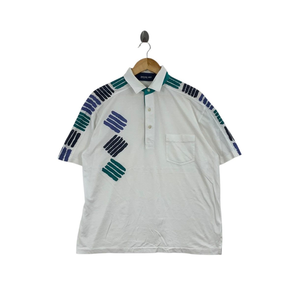 Vintage Vintage 90s COTTON MIST Abstract Painting Jersey Polo Tee Size US L / EU 52-54 / 3 - 1 Thumbnail