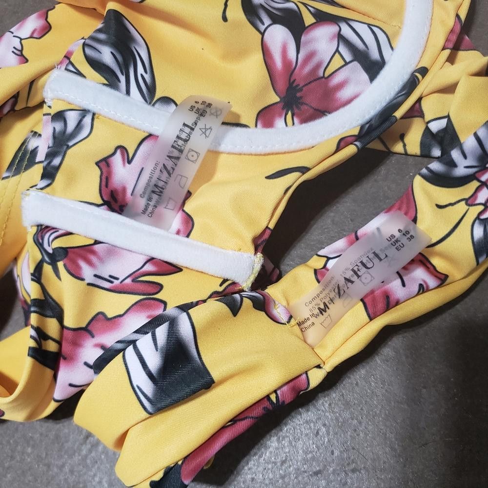 Designer Multicolored Floral Zaful Bikini Set Size ONE SIZE - 3 Thumbnail