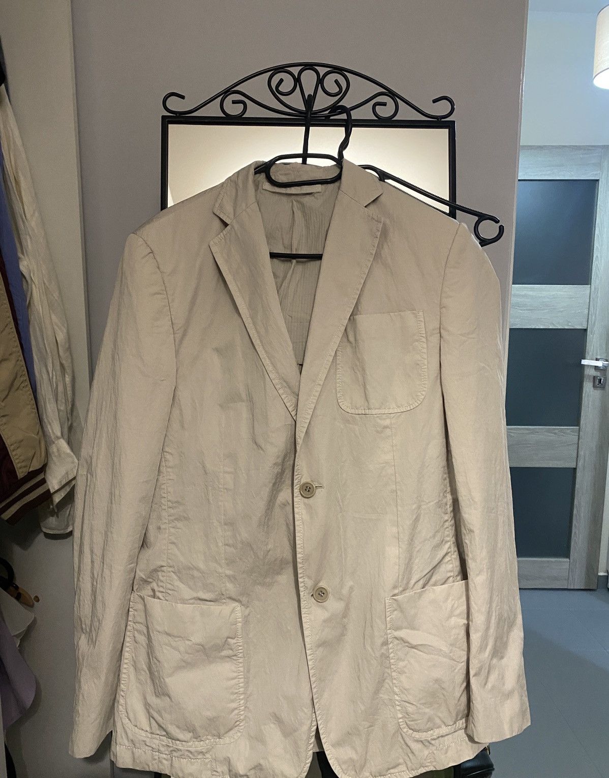 Vintage Luxury beige Prada blazer with Small logo on sleeve