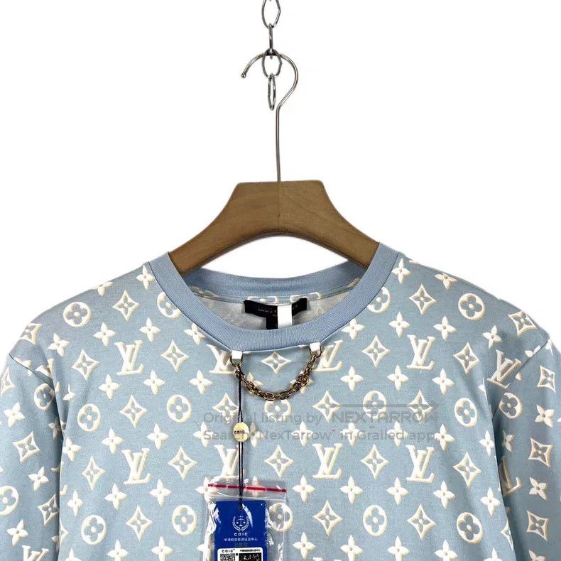 Louis Vuitton Louis Vuitton Blue Round Neck Full Print Mid-Waist Slim Mi Size S / US 4 / IT 40 - 3 Thumbnail