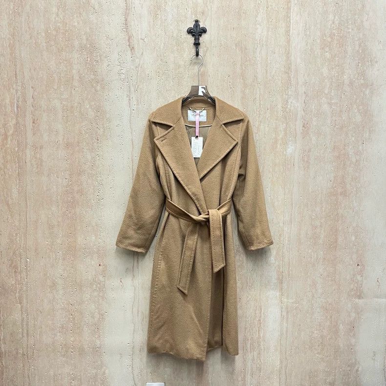 Max Mara Max Mara Camel Water Ripple Camel Fleece Belted Coat Size L / US 10 / IT 46 - 1 Thumbnail