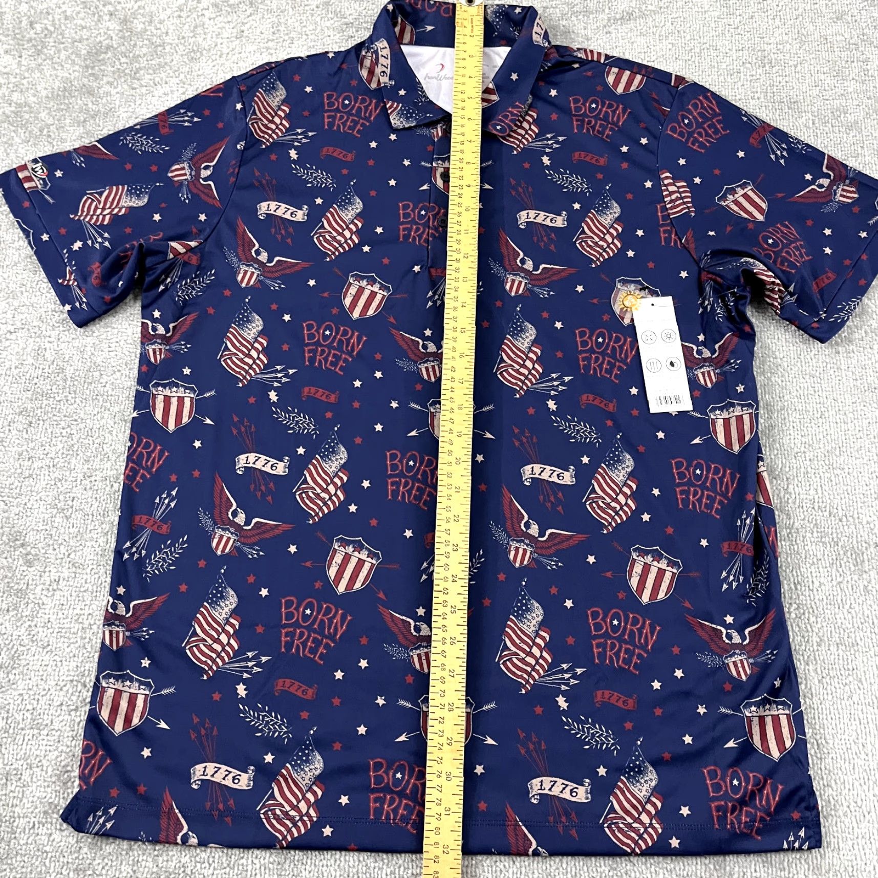 Vintage IronWood Polo Shirt Mens Large Blue USA Patriotic Freedom Flag Golf Performance NEW Size US L / EU 52-54 / 3 - 3 Thumbnail