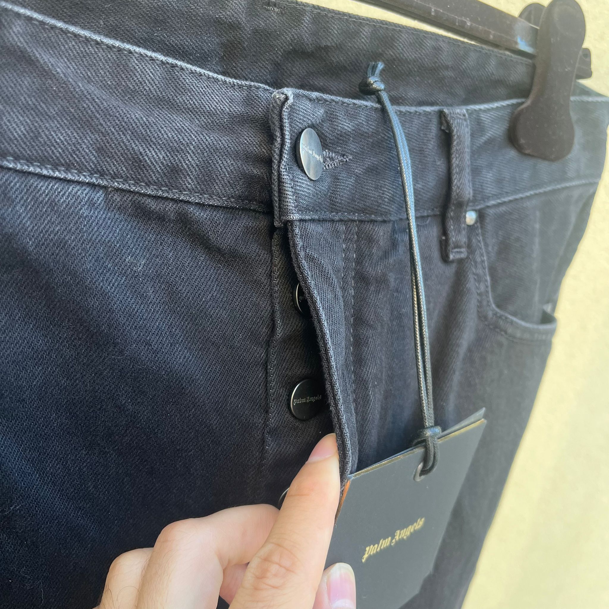 Palm Angels White Print Classic Logo Denim in Black Size US 32 / EU 48 - 11 Thumbnail