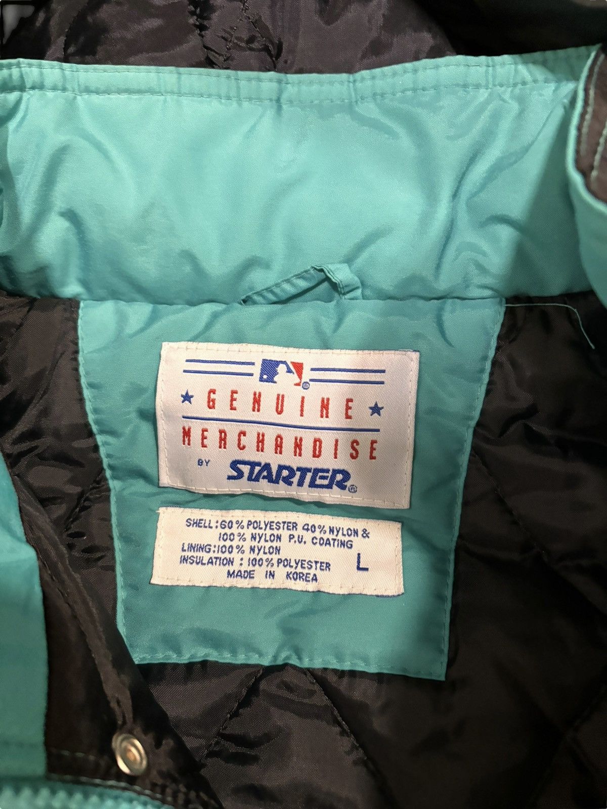Starter Vintage 90s Florida Marlins Starter Puffer Jacket Mens L Size US L / EU 52-54 / 3 - 7 Thumbnail