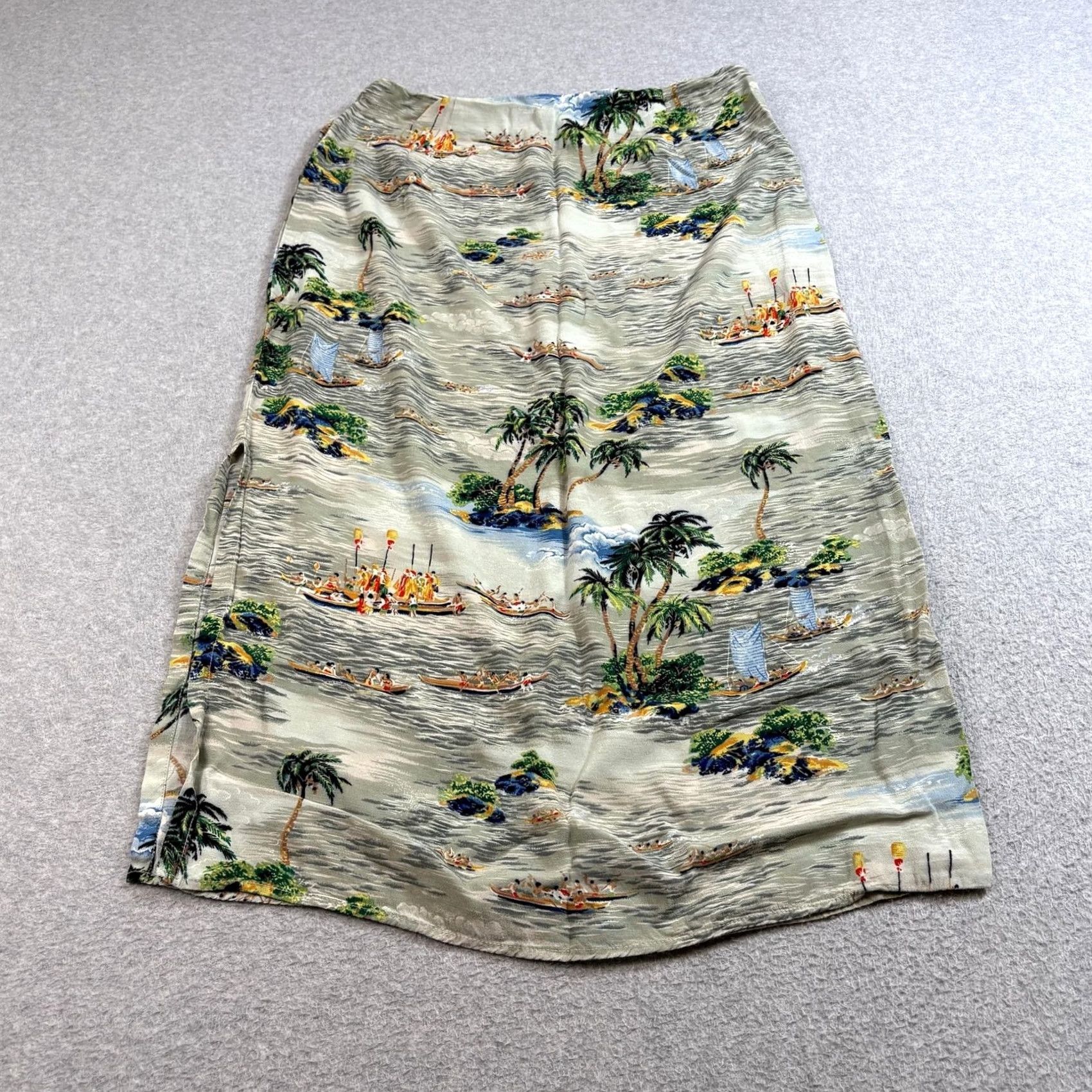 Vintage VINTAGE Karen Kane Skirt Women 14 Hawaiian Island Midi Side Slit Tropical USA Size 36" / US 14 / IT 50 - 2 Thumbnail