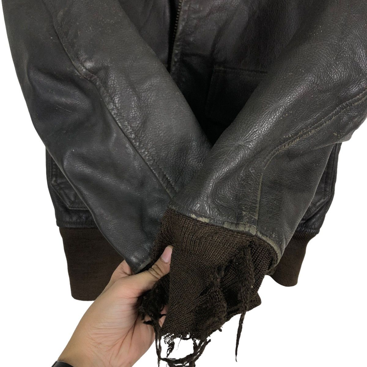 Vintage 🔥VINTAGE LEATHER USN US JACKET FLY MAN BRILL BROS INC USA Size US M / EU 48-50 / 2 - 17 Thumbnail