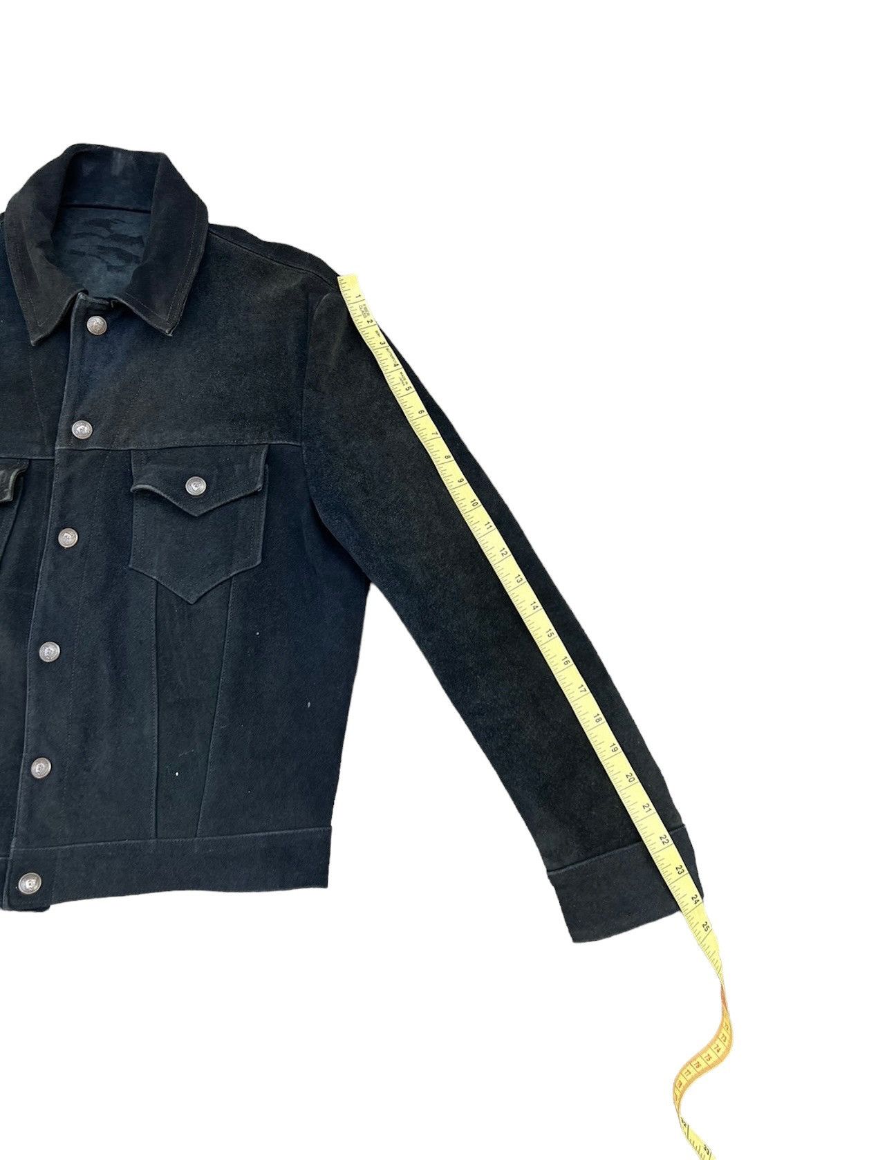 Vintage 70s 80s Ibex Fade Black Suede Leather Trucker Jacket