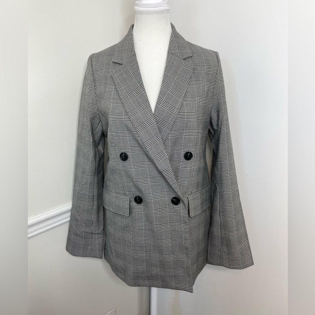 H&M NWT H&M Checkered Double-Breasted Blazer XS Size XS / US 0-2 / IT 36-38 - 2 Thumbnail