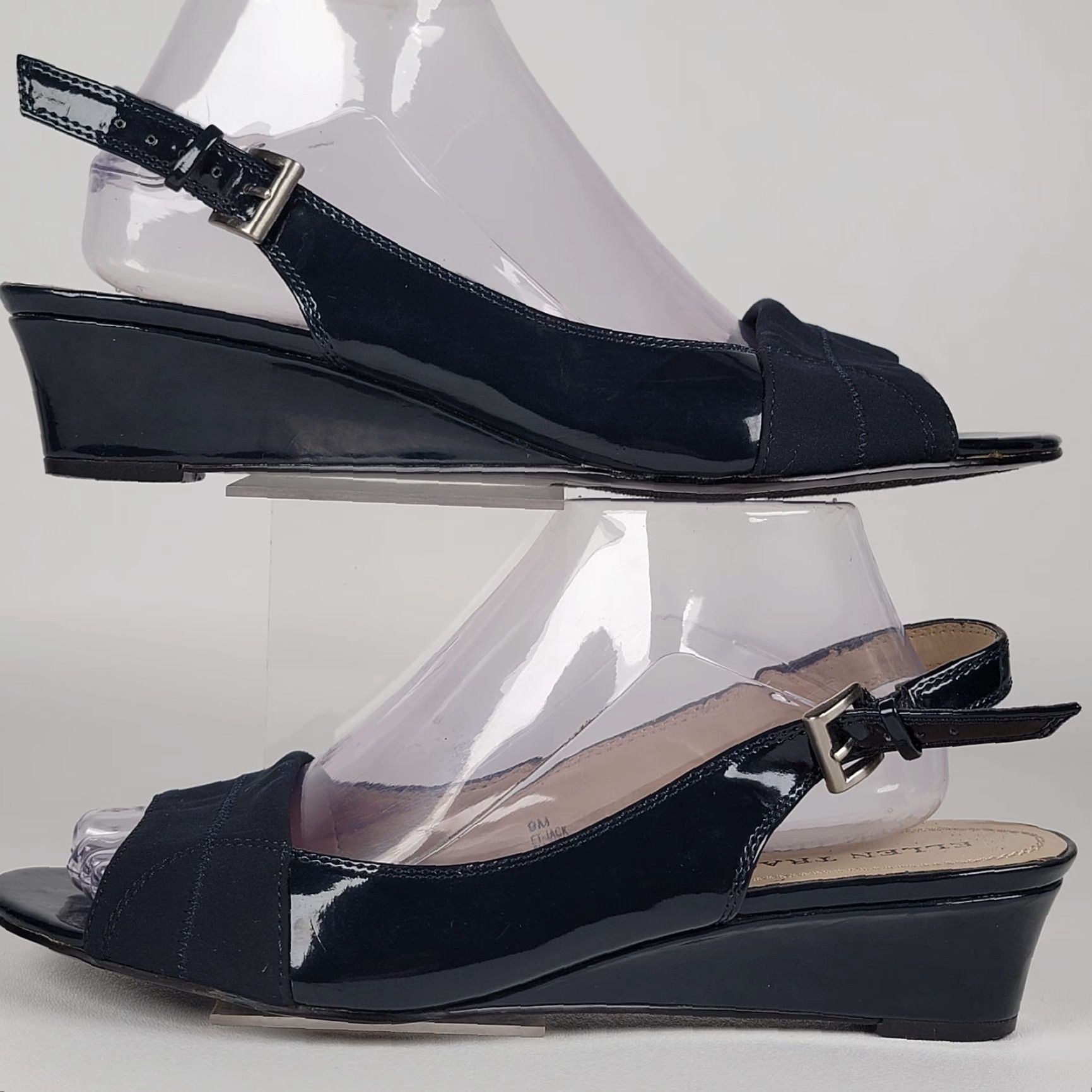 Ellen Tracy Ellen Tracy Black Dress Slingback Shoes ET - Jack Style Women's Size 9 M Slip-on Buckle Faux Leather Wedge Heel Shoes Womens Black 9M Size M / US 6-8 / IT 42-44 - 5 Thumbnail