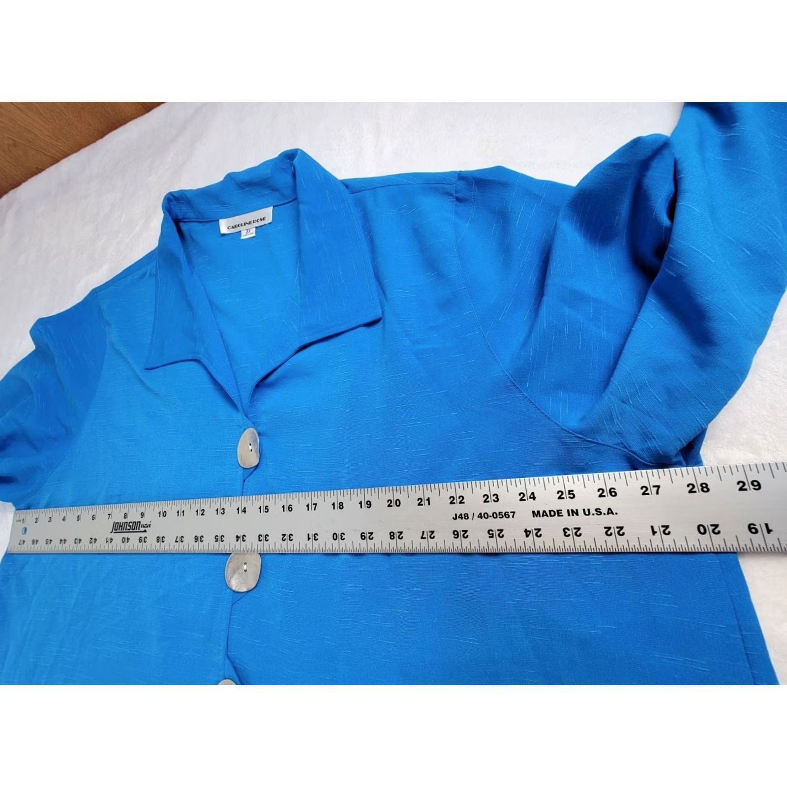 Vintage Caroline Rose Womens 3X Blue Button-Front Blazer Jacket Casual Lightweight Shirt Mens? Size XXL / US 16-18 / IT 52-54 - 6 Thumbnail