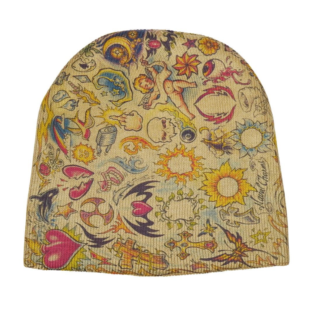 Japanese Brand Tattoo Beanie Y2K Vintage Style Size ONE SIZE - 1 Thumbnail