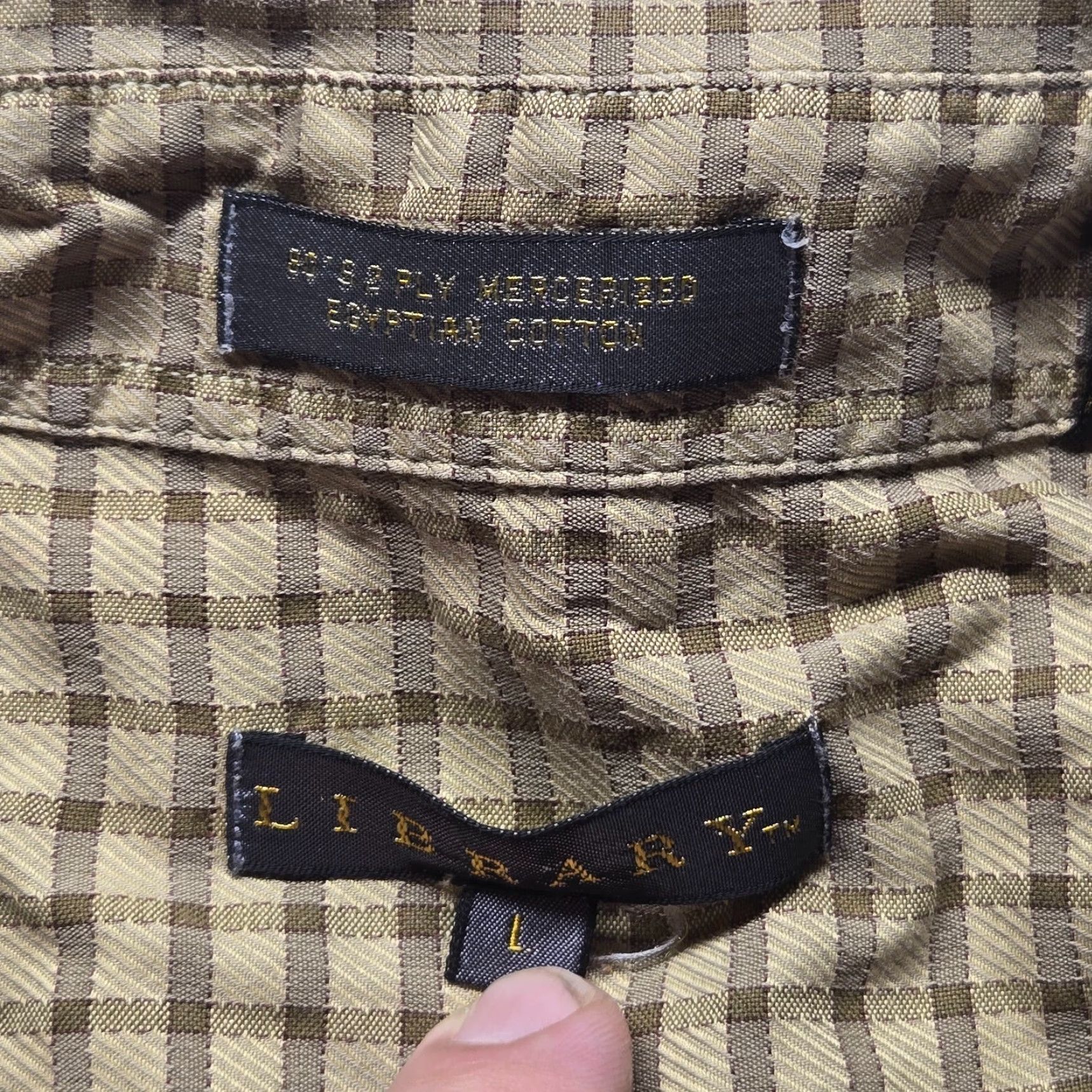 Vintage Library Check Button-Up Shirt Adult L Brown Cotton Long Sleeve Men's Large Size US L / EU 52-54 / 3 - 2 Thumbnail