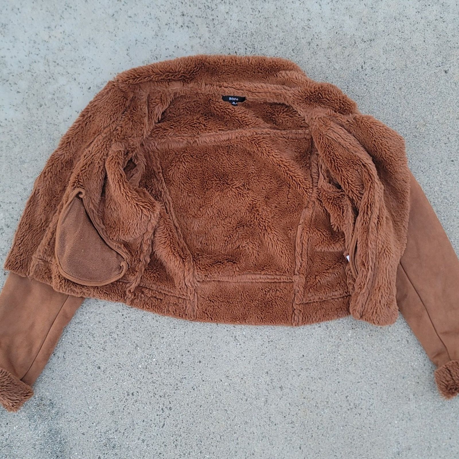 The Unbranded Brand Blashe Faux Suede Leather Fur Jacket Size M / US 6-8 / IT 42-44 - 3 Thumbnail