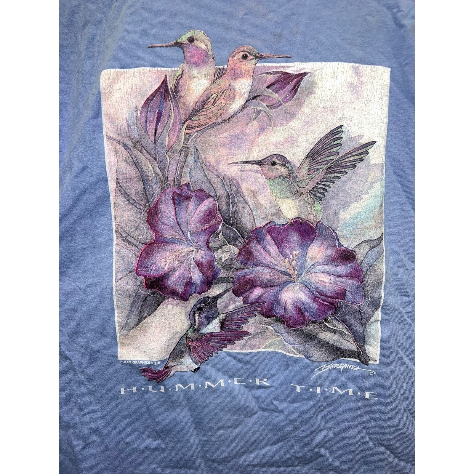 Port & Company Vintage Hummingbird Shirt Hummer Time Bird Flower Tee VTG M Size US M / EU 48-50 / 2 - 2 Thumbnail