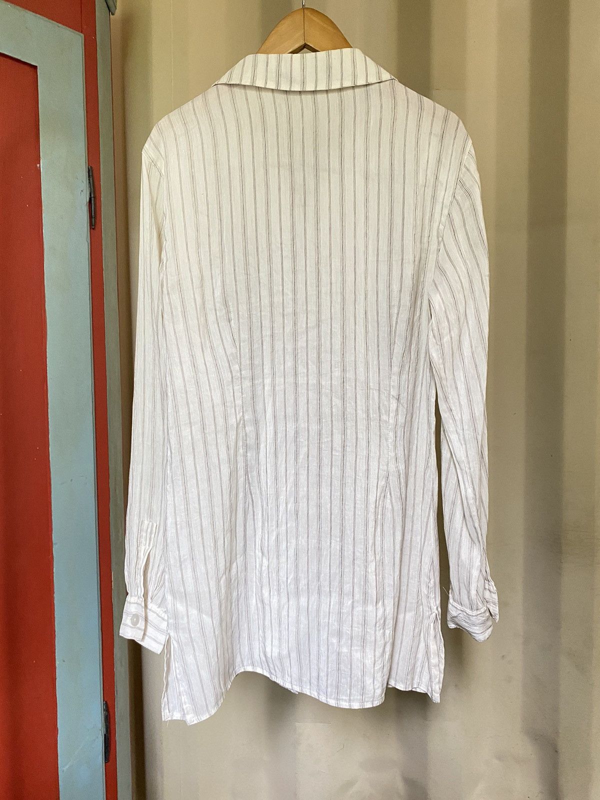 Max Mara MM by MaxMara White and Grey Striped Long-Sleeve Shirt Size ONE SIZE - 12 Thumbnail