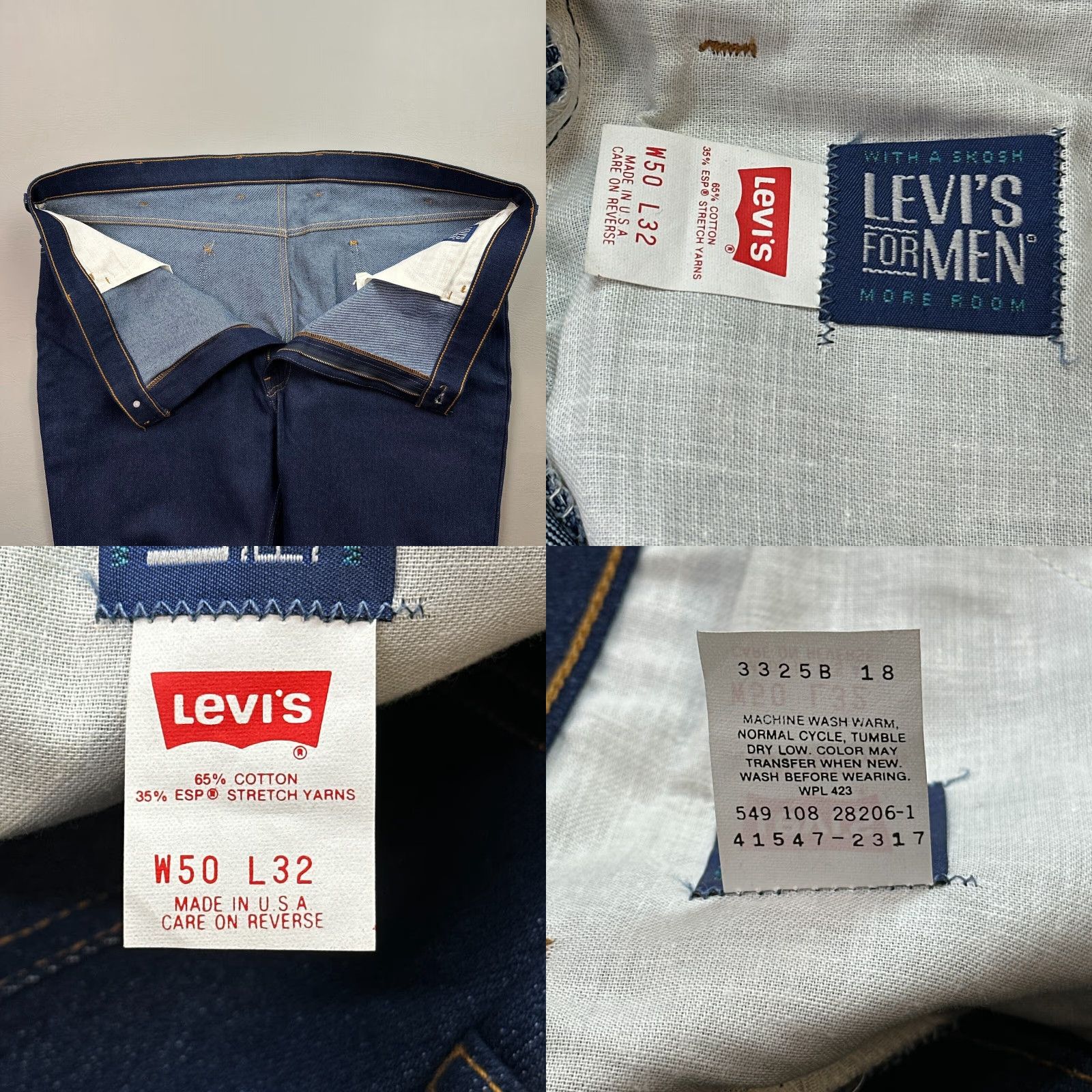 Levi's Vintage Levi's Jeans Mens 50x32 Dark Wash Skosh More Room Stretch USA 80s NOS Size US 34 / EU 50 - 8 Thumbnail