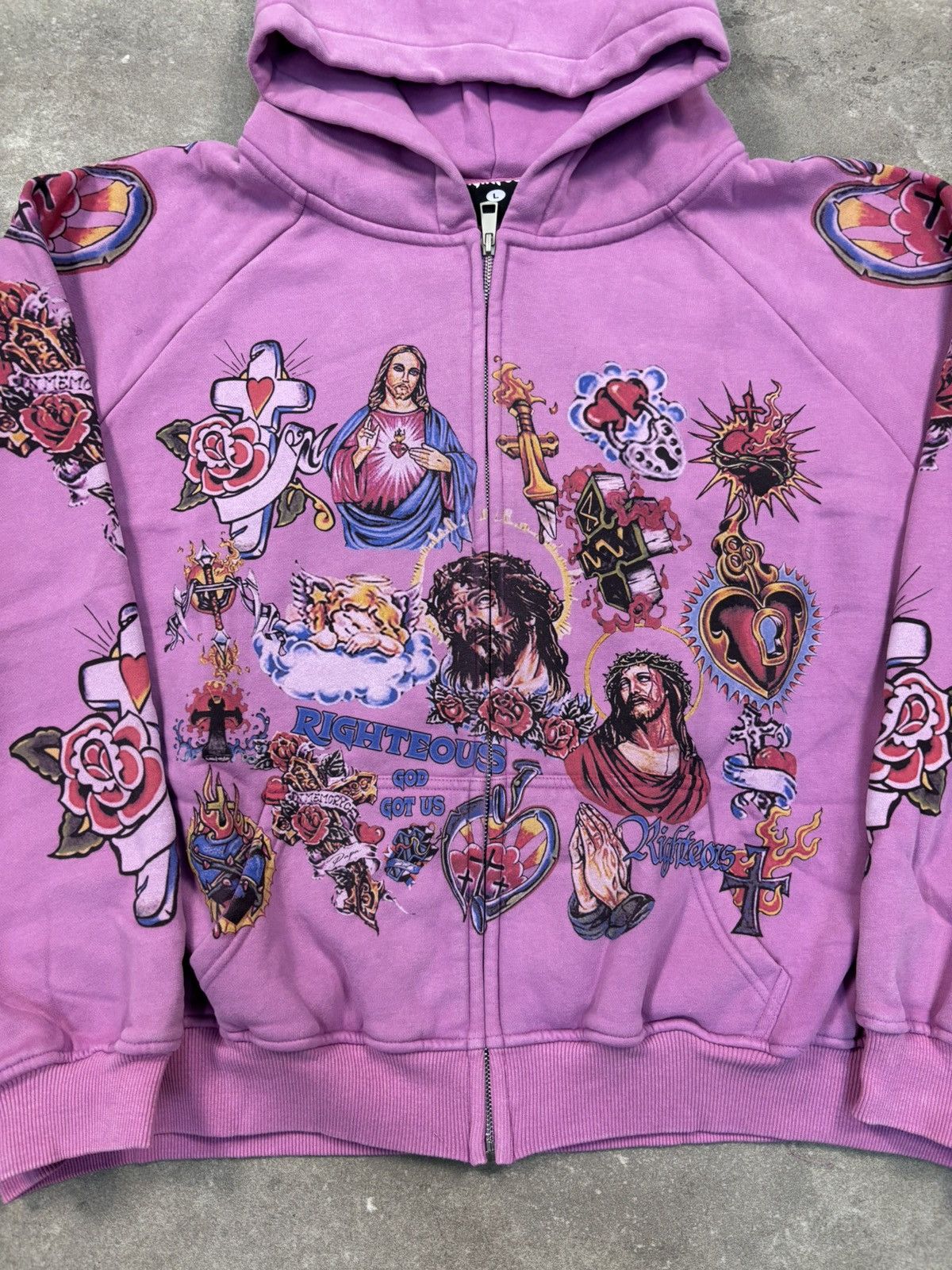 Other Righteous Risen King Zip Up Hoodie, Purple Size US XL / EU 56 / 4 - 4 Thumbnail