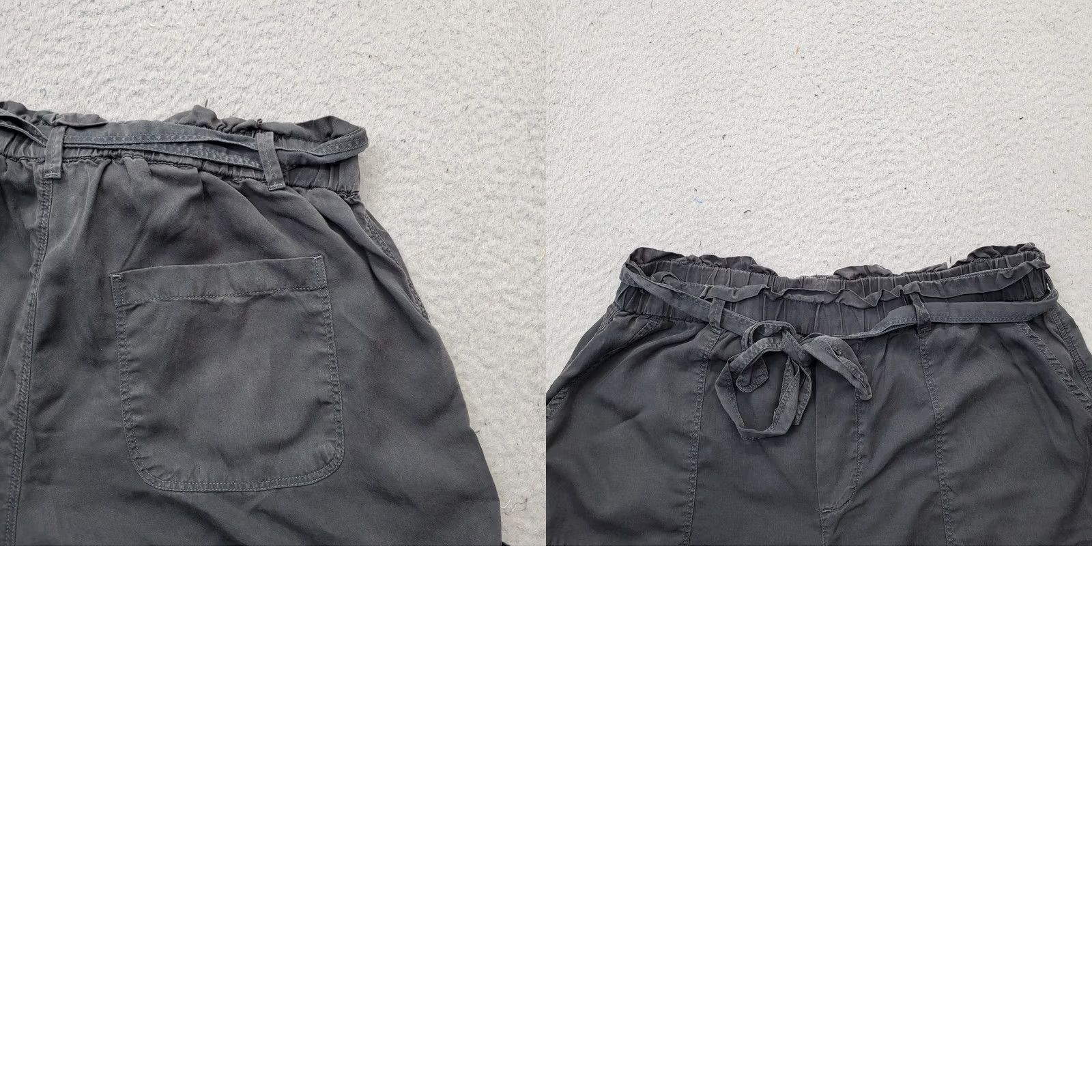 Vintage Aerie Paper Bag Shorts Women M Gray Regular Fit Cuffed Hem Tie Waist Preppy Size 32" / US 10 / IT 46 - 8 Thumbnail