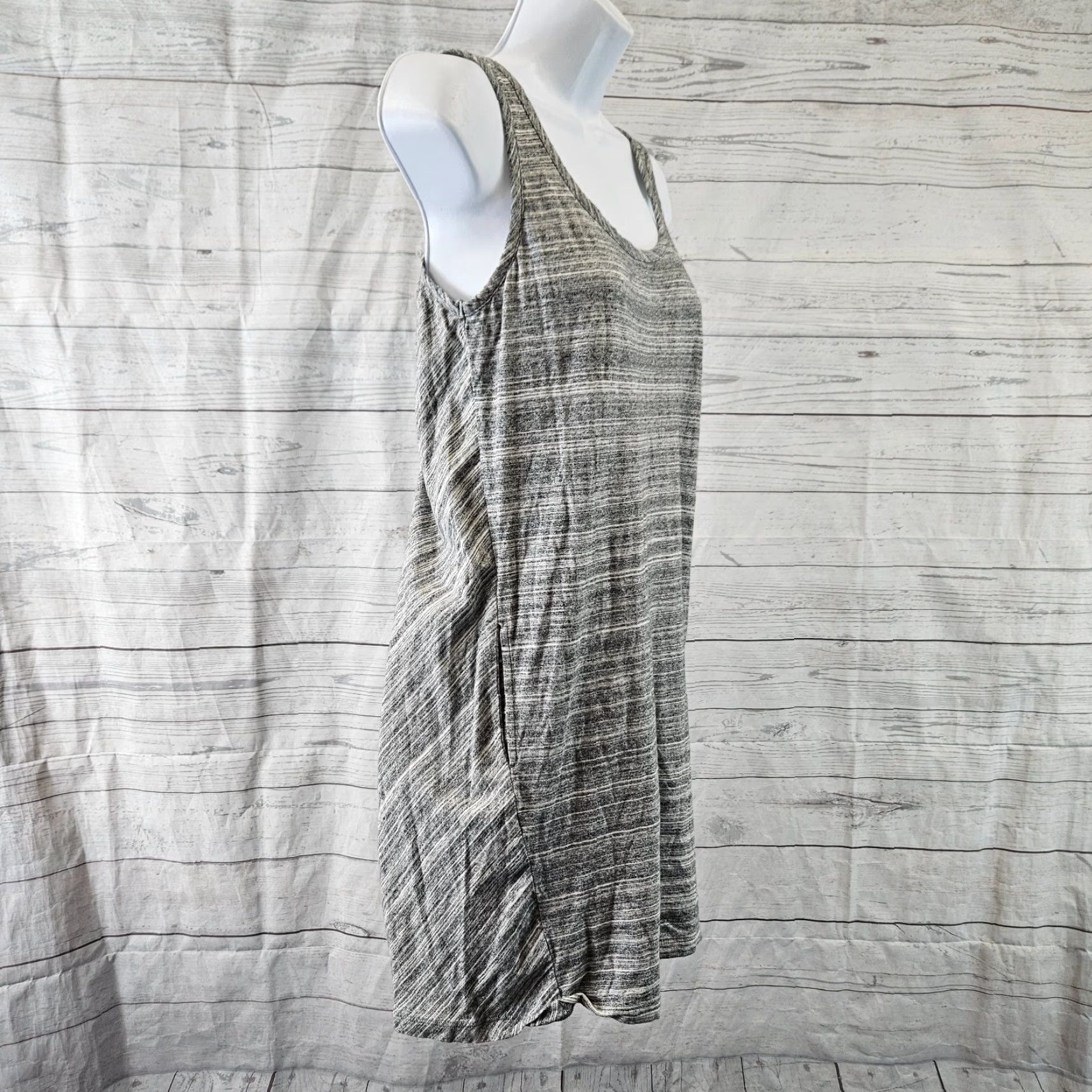 Loft VINTAGE? No. Ann Taylor LOFT Dress Womens Gray Cotton Pockets Scoop Neck Short Length Size M Casual Tank Dress Womens Medium Gray Cotton Pockets Size M / US 6-8 / IT 42-44 - 3 Thumbnail