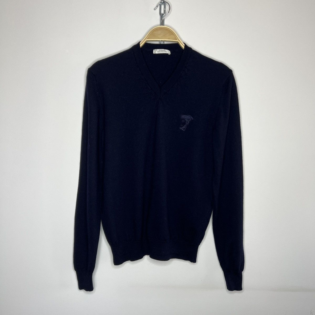 Versace Versace COLLECTION Wool Sweater Jumper Navy Size M Size US M / EU 48-50 / 2 - 1 Thumbnail