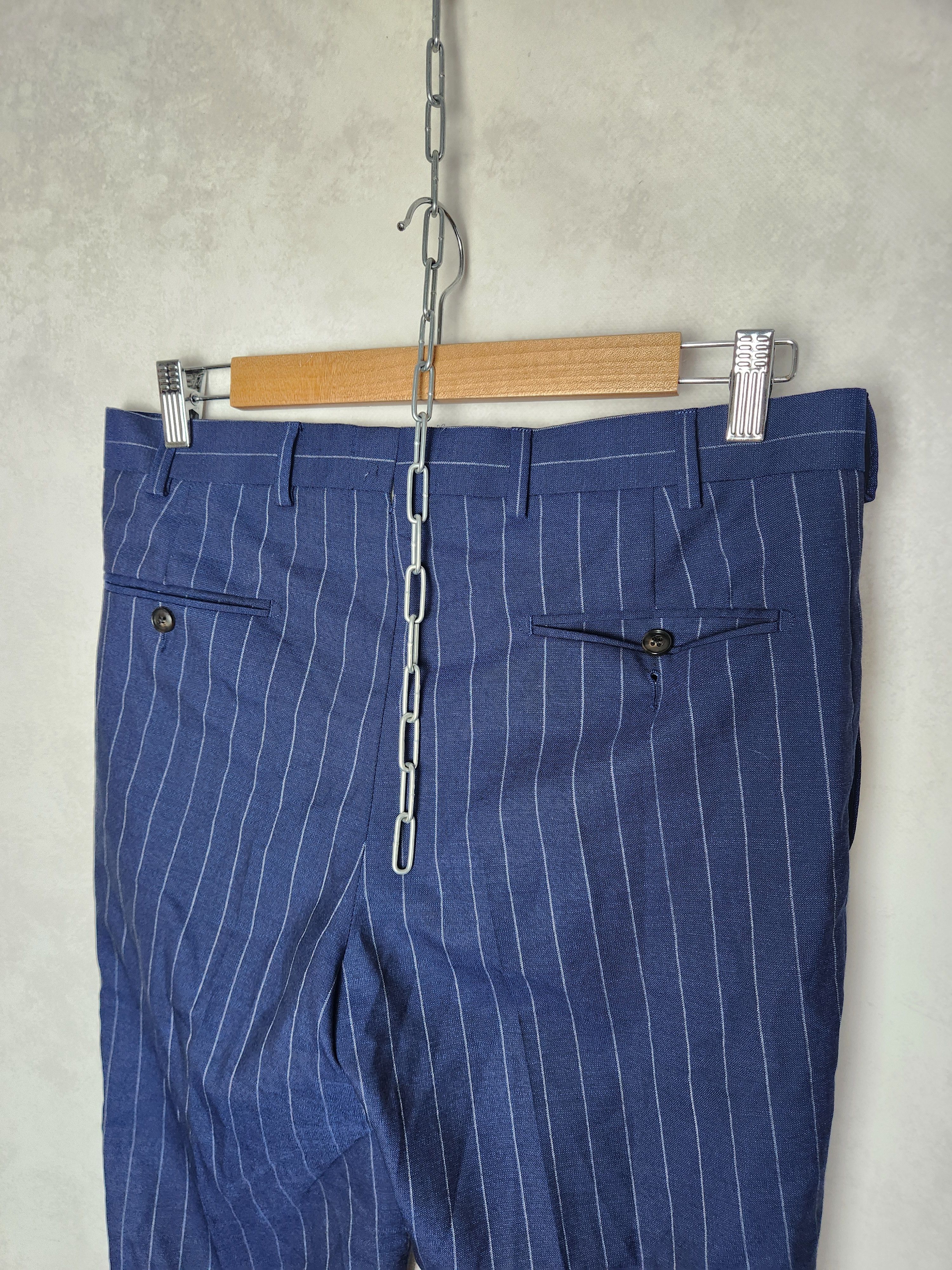 Suitsupply Suitsupply Lazio Single Breasted stripes blue suit slim Size 46R - 15 Thumbnail