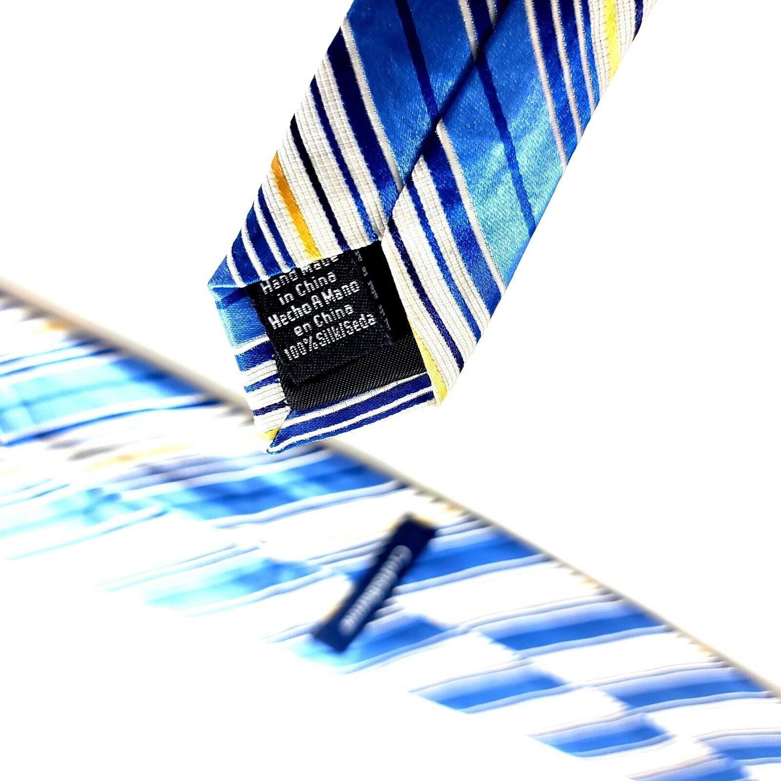 Croft & Barrow Croft & Barrow Blue Yellow Striped Woven Silk Tie Size ONE SIZE - 4 Thumbnail