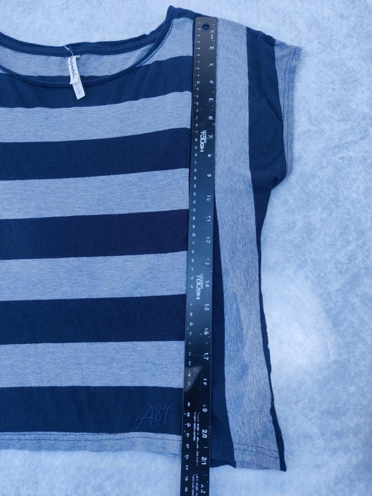 Aeropostale Aeropostale Gray & Navy Blue Striped Blouse Dolman Sleeve Sm Size S / US 4 / IT 40 - 12 Thumbnail