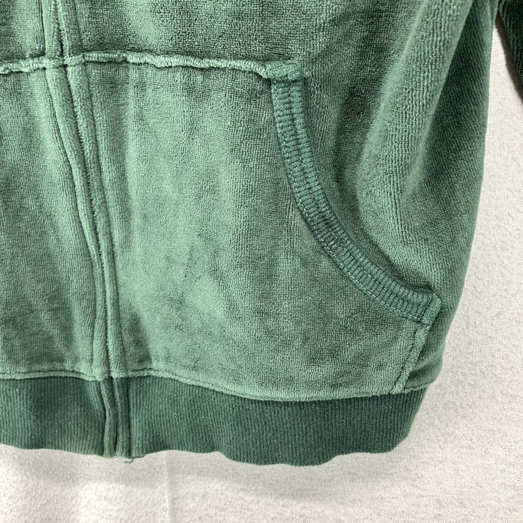Vintage Aerie Velour Hoodie Zip Up Women’s XS Dark Green Cotton Blend Polyester 90s Hip Hop Hippie Hipster Pockets Round Neck Full Zip Size XS / US 0-2 / IT 36-38 - 7 Thumbnail