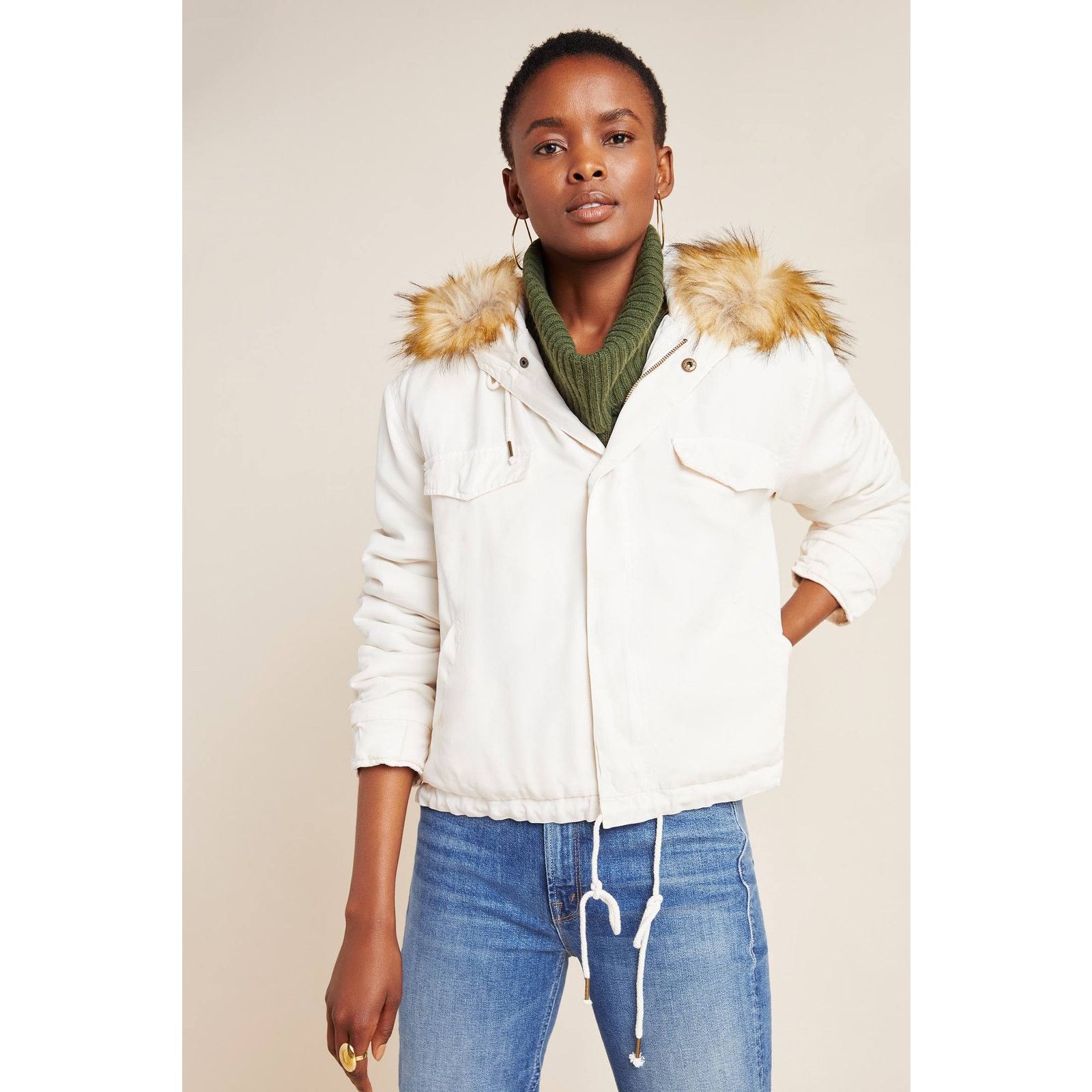 Anthropologie New On the Road Weller Faux Fur Trim Utility Jacket Size XS / US 0-2 / IT 36-38 - 2 Thumbnail