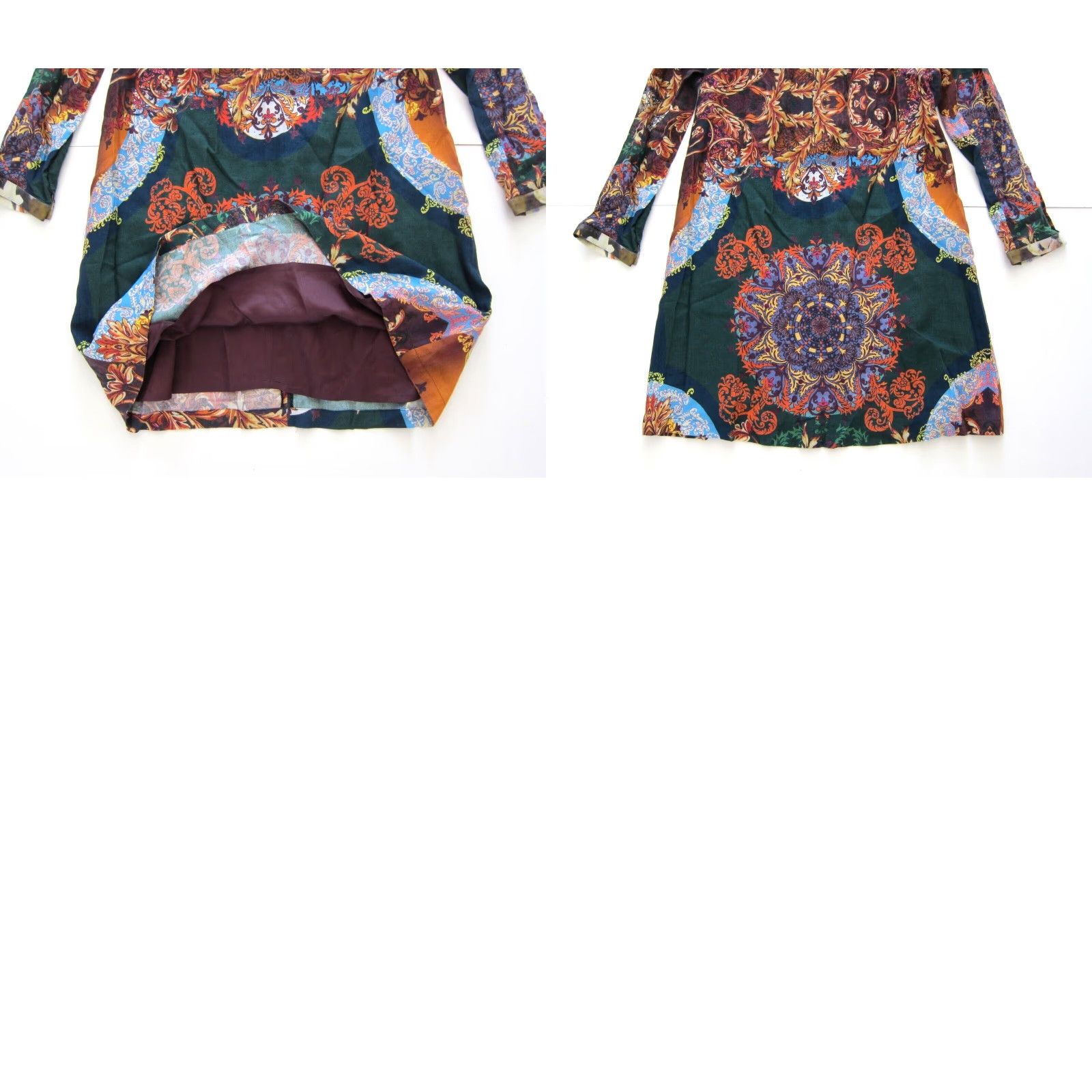 Vintage Personal Affairs Green Orange Floral Paisley Long Sleeve Tunic Sheath Dress 14 Size XL / US 12-14 / IT 48-50 - 8 Thumbnail