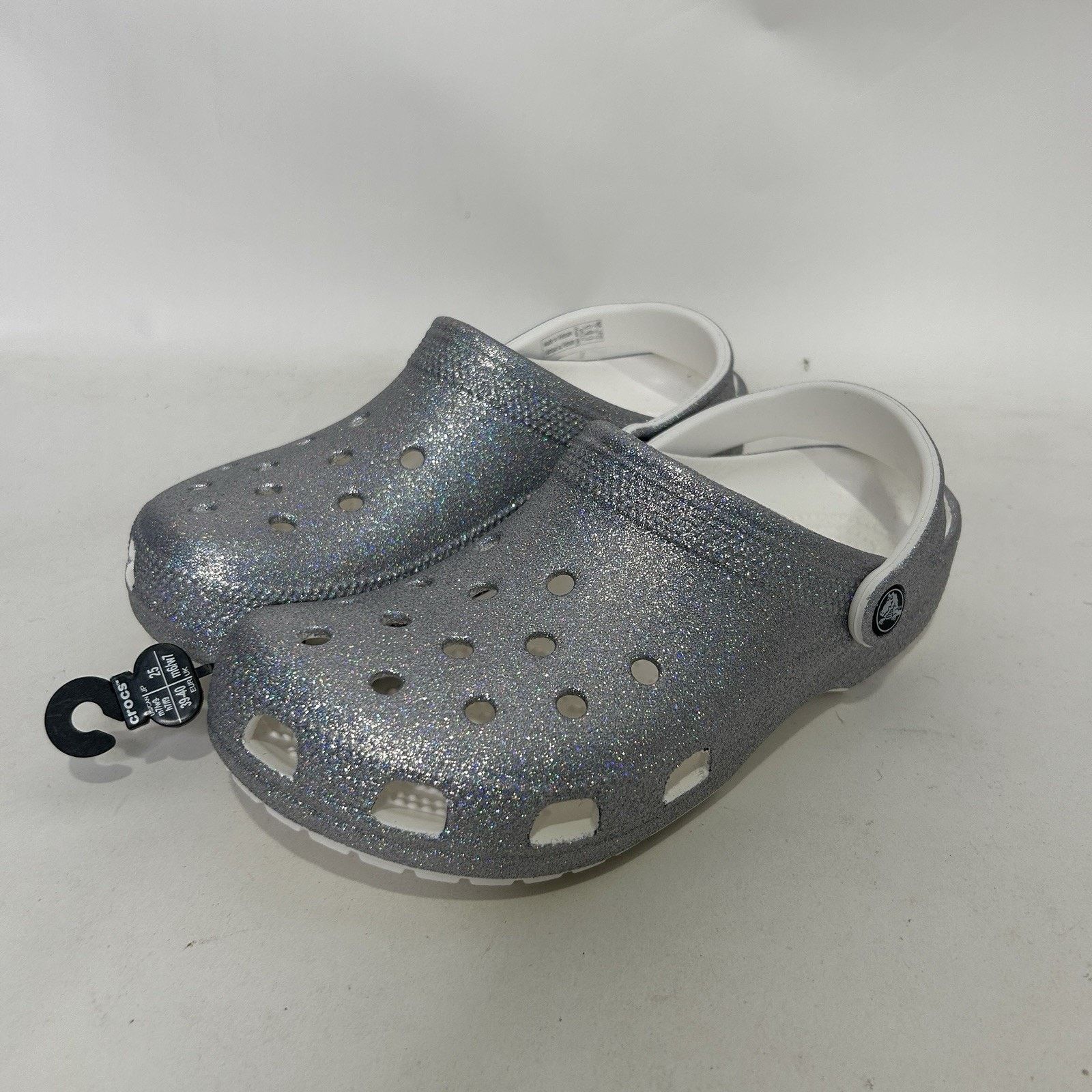 Crocs Crocs Classic Clog Glitter “Metallic Silver” 207551-90H Size US 9 / IT 39 - 3 Thumbnail