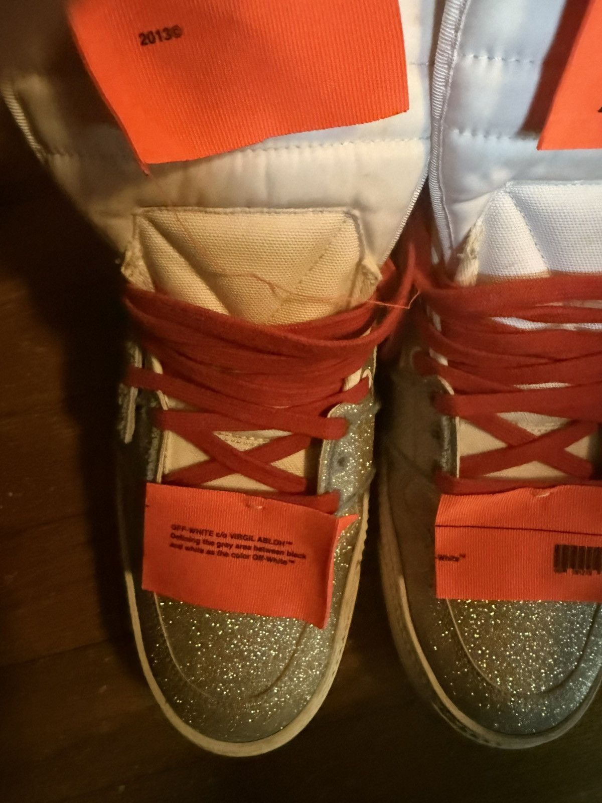Off-White Off white hi top glitter sneakers Size US 12 / EU 45 - 8 Thumbnail