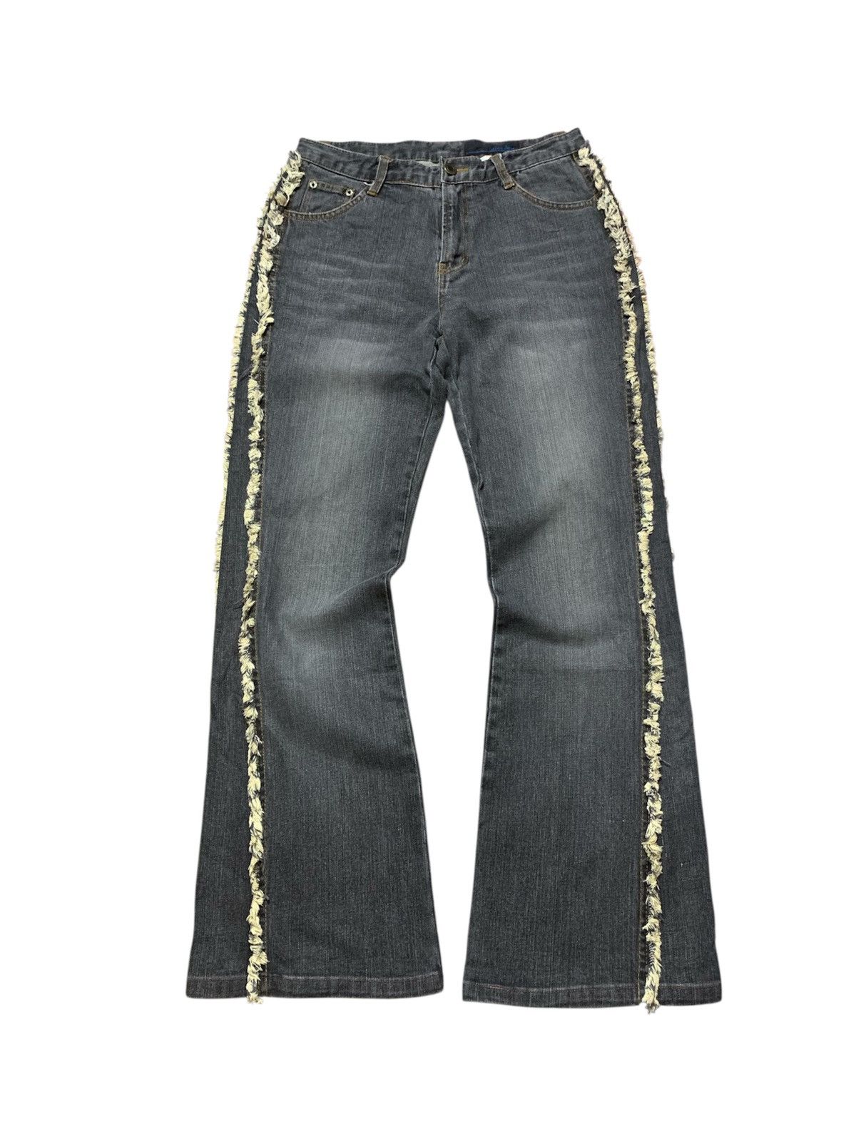 Tornado Mart 2000’s Blue Jam-Gimmick Flare Washed Denim Size US 27 - 1 Thumbnail