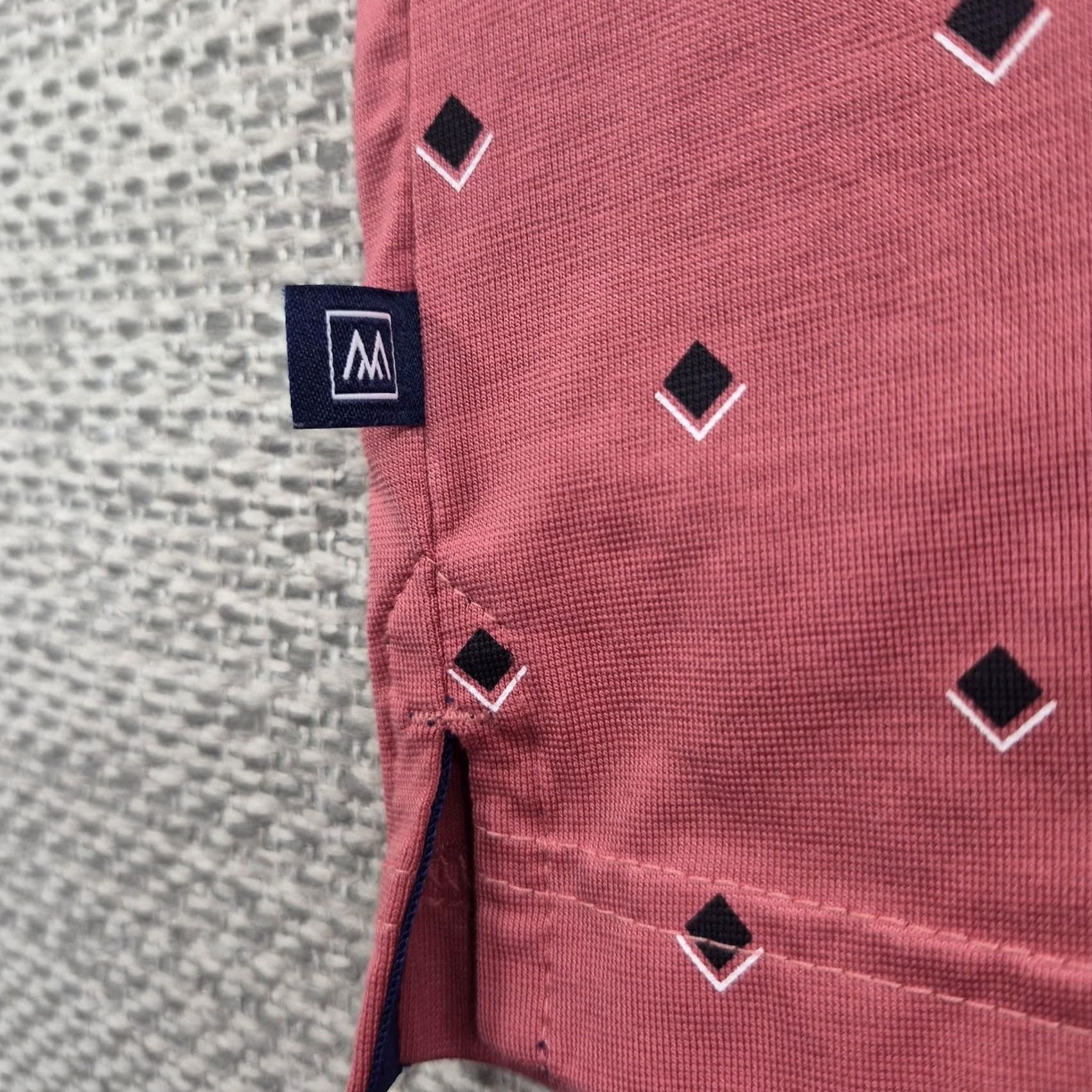 Mizzen+Main Mizzen+Main Golf Polo Shirt Mens Medium Pink Geometric Stretch Knit Tech Casual Polo Shirt Mens Size US M / EU 48-50 / 2 - 6 Thumbnail